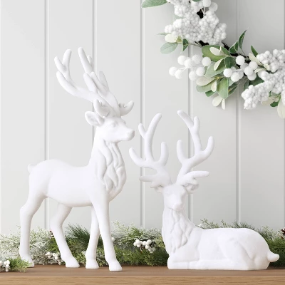 10.25" Christmas Flocked Sitting Deer White - Wondershop™ 1 10.25" Christmas Flocked Sitting Deer White - Wondershop™