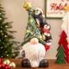 Northlight Lighted Gnome With Penguins Christmas Decoration -17" - Clear LED Lights