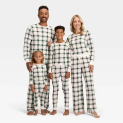 Kids' Plaid Ribbed Long Sleeve Shirt And Pants Holiday Matching Family Pajama Set - Wondershop™ Cream -Northlight Shop GUEST d13738c3 7198 400a 9cfc f504eadb7c5d