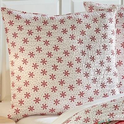 Let It Snow Holiday Euro Sham Set Of 2 Red - Levtex Home 1 Let It Snow Holiday Euro Sham Set Of 2 Red - Levtex Home