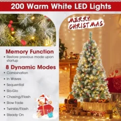 Costway 5FT/6.5FT/7.5FT Artificial Christmas Tree Hinged With 200/420/560/650 Warm LED Lights & 126/207/267/309 Red Berries -Northlight Shop GUEST d57a2282 24d0 4418 b765 0674bd01cf23