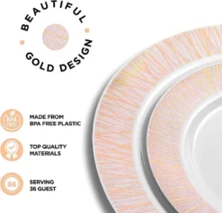 Chateau Fine Tableware 252-Piece Rose Gold Plates, Napkins, Party Supplies, Dinnerware For Adults (36 Sets) 7 Chateau Fine Tableware 252-Piece Rose Gold Plates, Napkins, Party Supplies, Dinnerware For Adults (36 Sets) -Northlight Shop GUEST dae68952 07ef 4d41 b97a ac697c2f9970