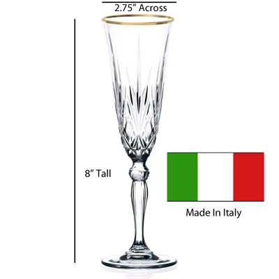 Lorren Home Trends Siena Collection Set Of 4 Crystal Flute Glass With Gold Band Design 2 Lorren Home Trends Siena Collection Set Of 4 Crystal Flute Glass With Gold Band Design - Image 2