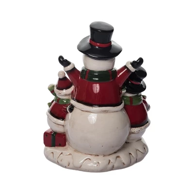 Transpac Dolomite Light Up Jolly Snowmen Décor - Festive Christmas Decorative Objects For Holiday Cheer 4 Transpac Dolomite Light Up Jolly Snowmen Décor - Festive Christmas Decorative Objects For Holiday Cheer - Image 4