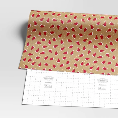 40" 220 Sq Ft Christmas Roll Wrap Santa Hats On Kraft - Wondershop™ 2 40" 220 Sq Ft Christmas Roll Wrap Santa Hats On Kraft - Wondershop™ - Image 2