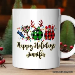 Bowling Buffalo Plaid Christmas Mug, Ball Pins And Trophy (Non-Custom Only)| OrnamentallyYou -Northlight Shop GUEST e37de6c7 d6fa 4f6e b282 c16e51fd06e8