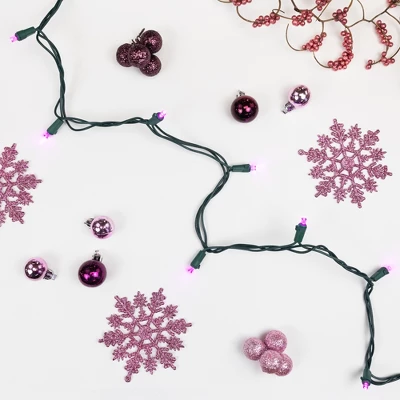 Northlight 50ct LED Wide Angle String Lights Pink - 16.25' Green Wire 2 Northlight 50ct LED Wide Angle String Lights Pink - 16.25' Green Wire - Image 2