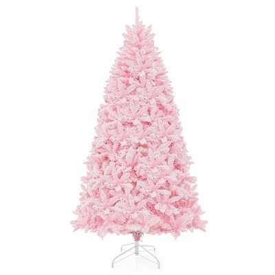Costway 7 FT Flocked Artificial Christmas Tree Hinged With 500 LED Lights 1200 Branch Tips 9 Costway 7 FT Flocked Artificial Christmas Tree Hinged With 500 LED Lights 1200 Branch Tips - Image 9