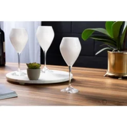 Classic Touch Set Of 6 White V-Shaped Wine Glasses With Clear Stem 5 Classic Touch Set Of 6 White V-Shaped Wine Glasses With Clear Stem -Northlight Shop GUEST e8428dd9 c15e 43ad 85f2 6a693dfff08d