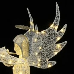 LuxenHome 5Ft Angel Playing Gold Trumpet Outdoor Holiday Decoration With Lights White, Sliver, Gold -Northlight Shop GUEST e97dd7af 9063 44dc a687 15f4515c017e