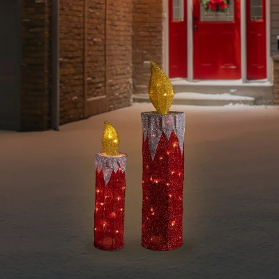 Northlight LED Lighted Candles Outdoor Christmas Decorations - 22.75" - Red - Set Of 2 1 Northlight LED Lighted Candles Outdoor Christmas Decorations - 22.75" - Red - Set Of 2
