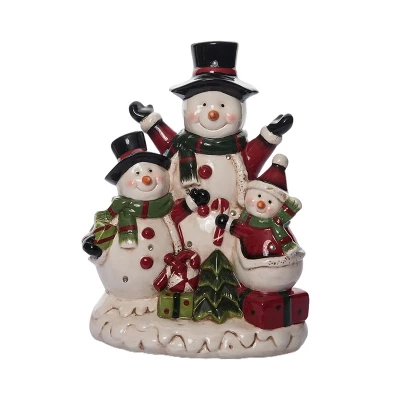 Transpac Dolomite Light Up Jolly Snowmen Décor - Festive Christmas Decorative Objects For Holiday Cheer 2 Transpac Dolomite Light Up Jolly Snowmen Décor - Festive Christmas Decorative Objects For Holiday Cheer - Image 2