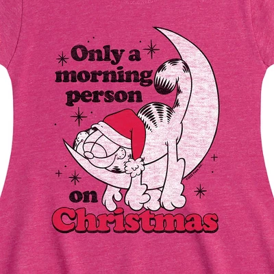 Girls' - Garfield - Only A Morning Person On Christmas Fit & Flair Cap Sleeve Graphic Dress 1 Girls' - Garfield - Only A Morning Person On Christmas Fit & Flair Cap Sleeve Graphic Dress