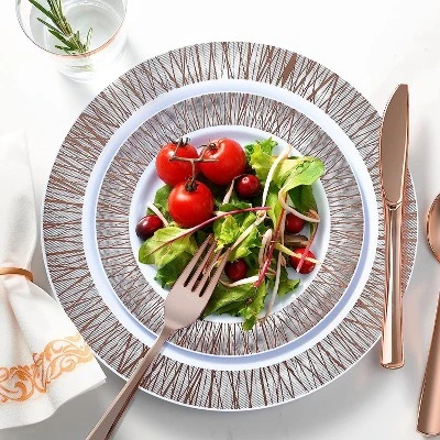 Chateau Fine Tableware 252-Piece Rose Gold Plates, Napkins, Party Supplies, Dinnerware For Adults (36 Sets) 4 Chateau Fine Tableware 252-Piece Rose Gold Plates, Napkins, Party Supplies, Dinnerware For Adults (36 Sets) - Image 4