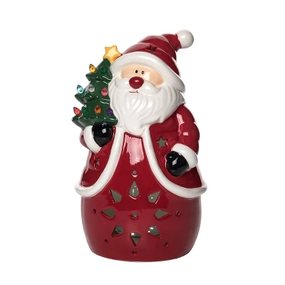 Transpac 9.5 In Red Ceramic Light Up Santa Tree Christmas Decorative Object 1 Transpac 9.5 In Red Ceramic Light Up Santa Tree Christmas Decorative Object