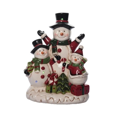 Transpac Dolomite Light Up Jolly Snowmen Décor - Festive Christmas Decorative Objects For Holiday Cheer 1 Transpac Dolomite Light Up Jolly Snowmen Décor - Festive Christmas Decorative Objects For Holiday Cheer