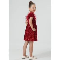 2Bunnies Girls' Christmas New Year Holiday Party Sequin Dress Feather Puff Sleeve -Northlight Shop GUEST fb319ead 38d8 4b80 91d8 b926f7150cc4