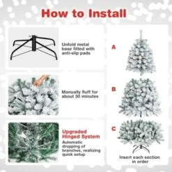 Costway 6/7.5/9 Ft Snow Flocked Hinged Artificial Christmas Tree Unlit Metal -Northlight Shop GUEST ff959095 2c56 41b2 aaf6 8494eea3d0a0